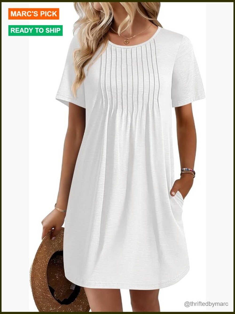 Women's Short Sleeve Swim Coverup Dress with Pockets